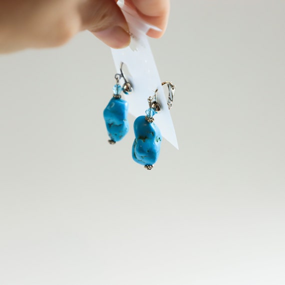 Vintage Turquoise dangle earring clip on Earring - image 4