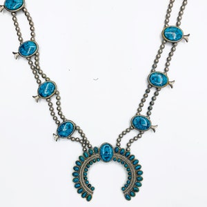 Vintage Faux Turquoise Squash Blossom Necklace