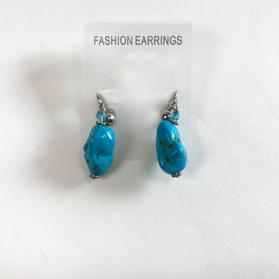 Vintage Turquoise dangle earring clip on Earring - image 6