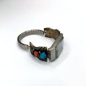 Vintage Navajo Sterling silver Turquoise and Coral Womens Watch