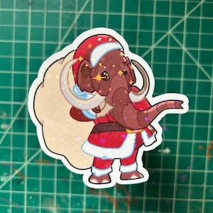 Woolly Claus Mammoth Holographic Sticker