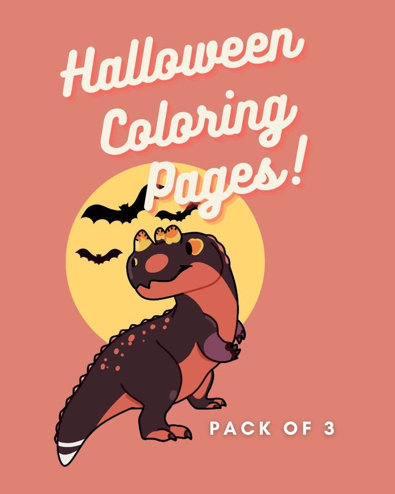 Halloween Dinosaur Coloring Pages Dinosaur Activities for Etsy