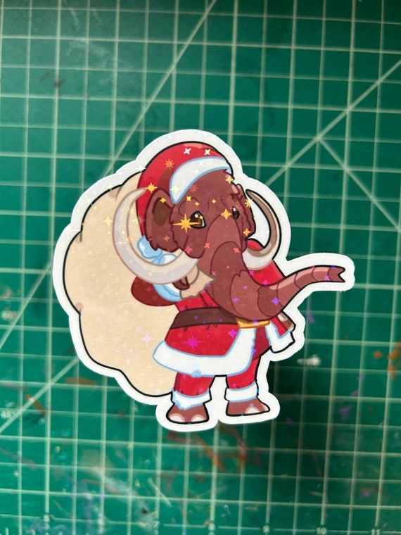 Woolly Claus Mammoth Holographic Sticker