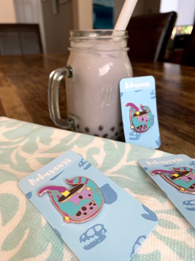 Bobasaurs Hard Enamel Pin | Parsaurolophus Pin | Taro Boba Pin | Bubble ...