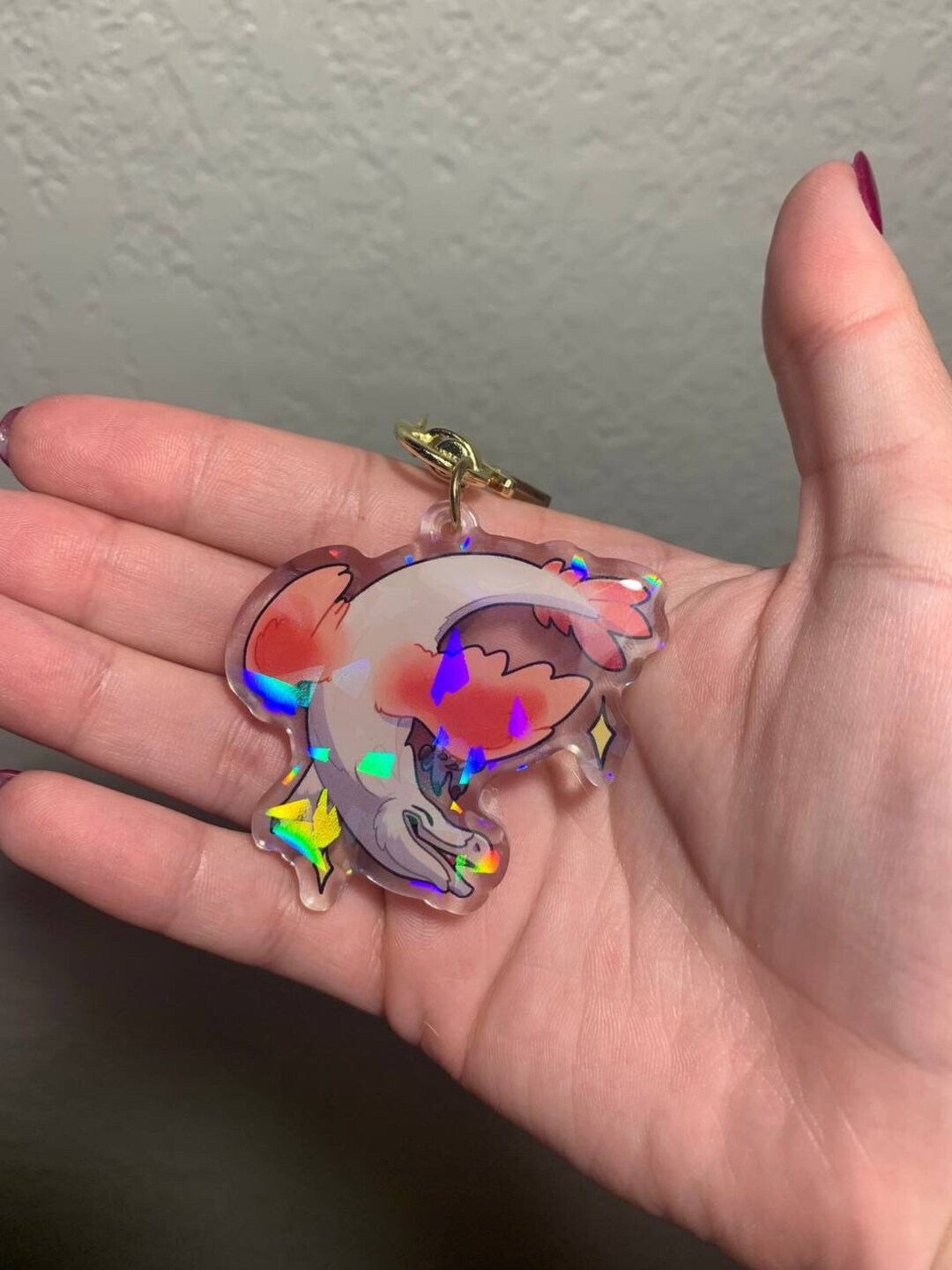 Holographic Raptor Keychain - Etsy