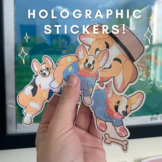 Holographic Corgi Stickers