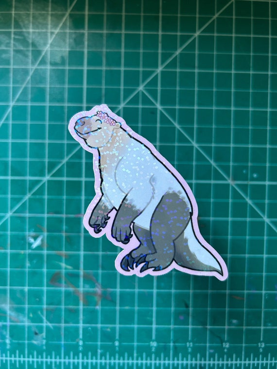 Megatherium in a Flower Crown Holographic Sticker