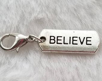 7pcs-Believe charm silver tone believe tag Charm,rectangle tag charm