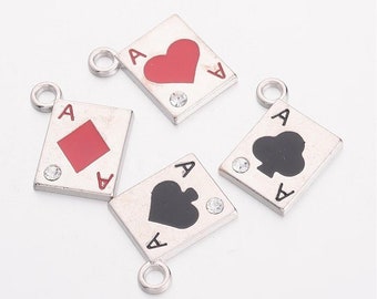 8pcs-2 sided Playing Cards Spade charm Poker charm,game charm,party charm