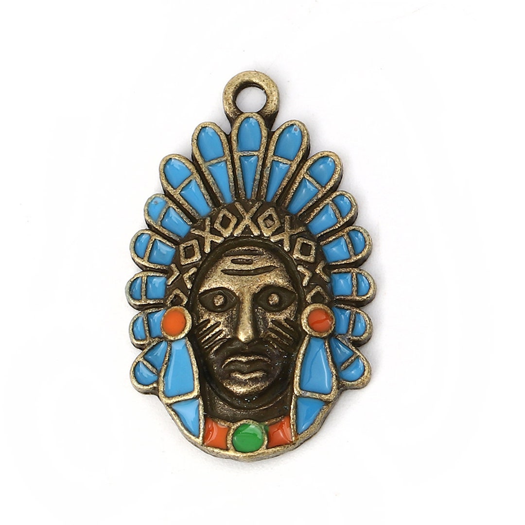 Bronze Native American Warrior Pendants 5 Pieces Gift for Etsy