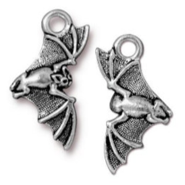 TierraCast Charm | Flying Bat Charm | Halloween Charm | Halloween Bat Charm