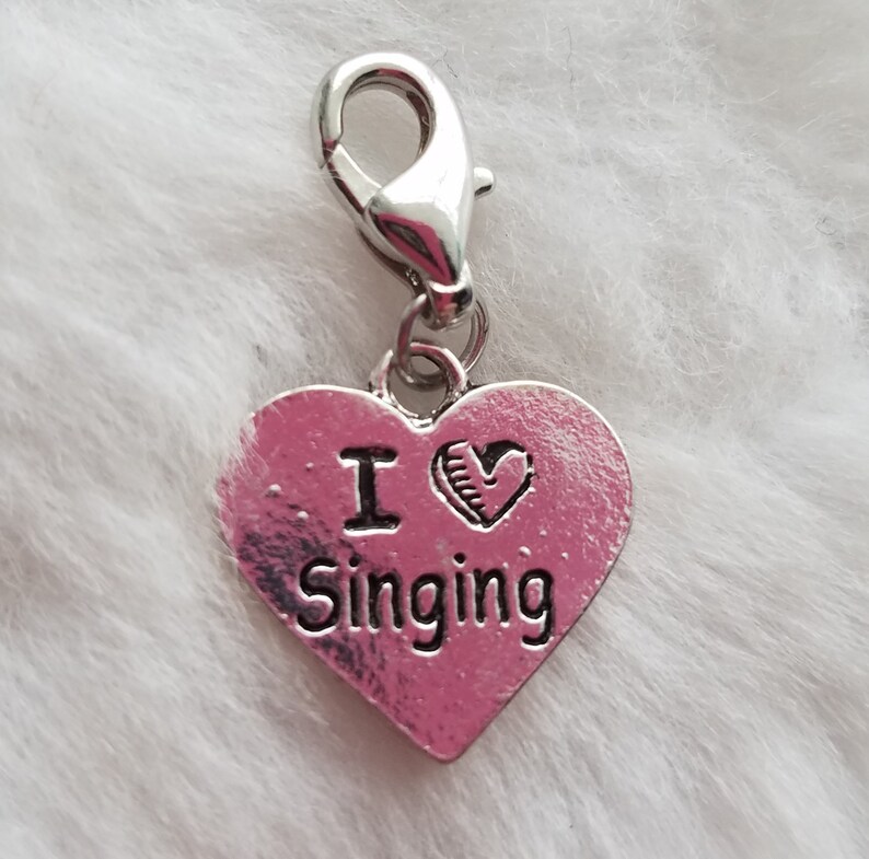 Package of 15 Ready to Wear BULK I Love Singing Charm- Clip-On