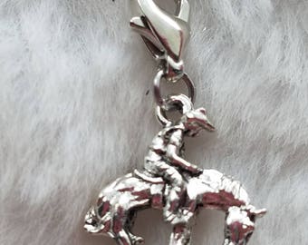 Cowboy on Horse Charm | Western Charm | Rodeo Charm | Sterling Silver Plated Pewter