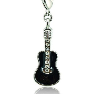 Rhinestone Guitar Charm | Black Guitar Charm | Guitar Jewelry | Gift for Guitarist | Guitarist Gift