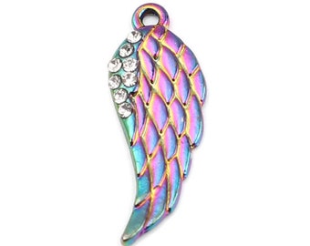 Colorful Wing Charm | Colorful Angel Wing Charm | Clip On Charm | Charm for Bracelet | Jewelry Supply | Gift for Crafter | Gift for Jeweler