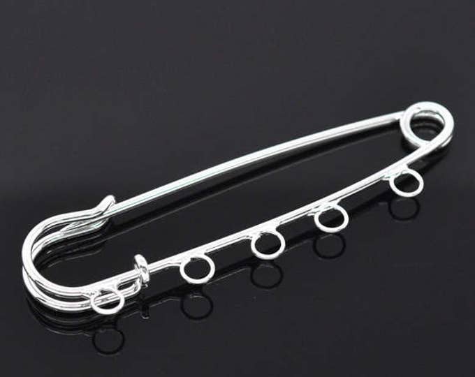 Charm Pins Kilt Pins Shawl Pins Silver Plated Pins 5 Loops Charm Pins
