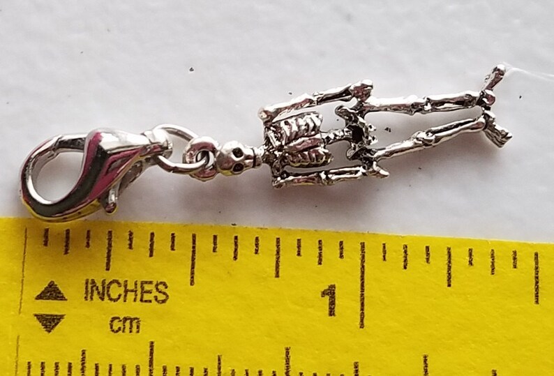 Human Skeleton Charm Bone Charm Halloween Charm Cadaver Charm Doctor Gift Radiologist Gift Sterling Silver Plated Pewter image 3