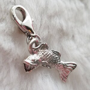 Wide-Mouth Bass Charm Fish Charm Sterling Silver Plated Pewter Freshwater Fish Charm image 2