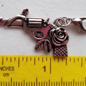 Guns 'n' Roses Charm Guns and Roses Charm Pistol Charm Gun Charm Gun Jewelry Rose Gun Charm Clip On Charm image 2