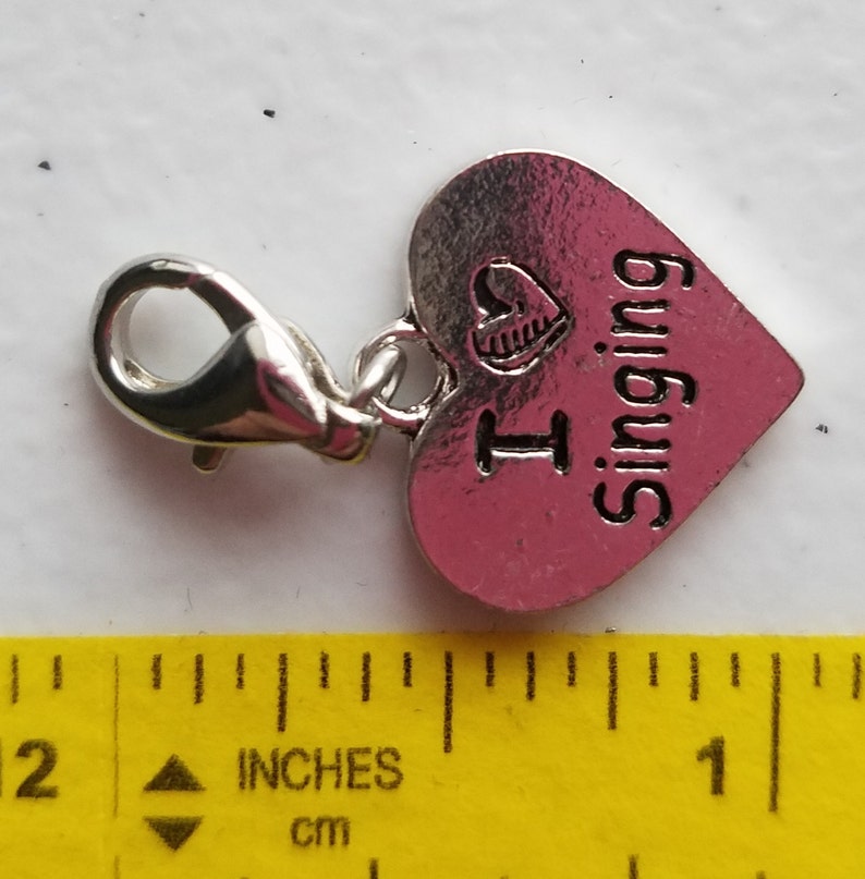 Package of 15 Ready to Wear BULK I Love Singing Charm- Clip-On