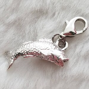 Wide-Mouth Bass Charm Fish Charm Sterling Silver Plated Pewter Freshwater Fish Charm image 4