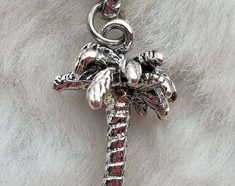 Palm Tree Charm | Palm Tree Pendant | Tropical Charm | Beach Charm | Vacation Charm | Sterling Silver Plated Pewter