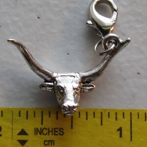 Texas Longhorn Charm Texas Charm University of Texas Charm UT Charm Sterling Silver Plated Pewter image 4