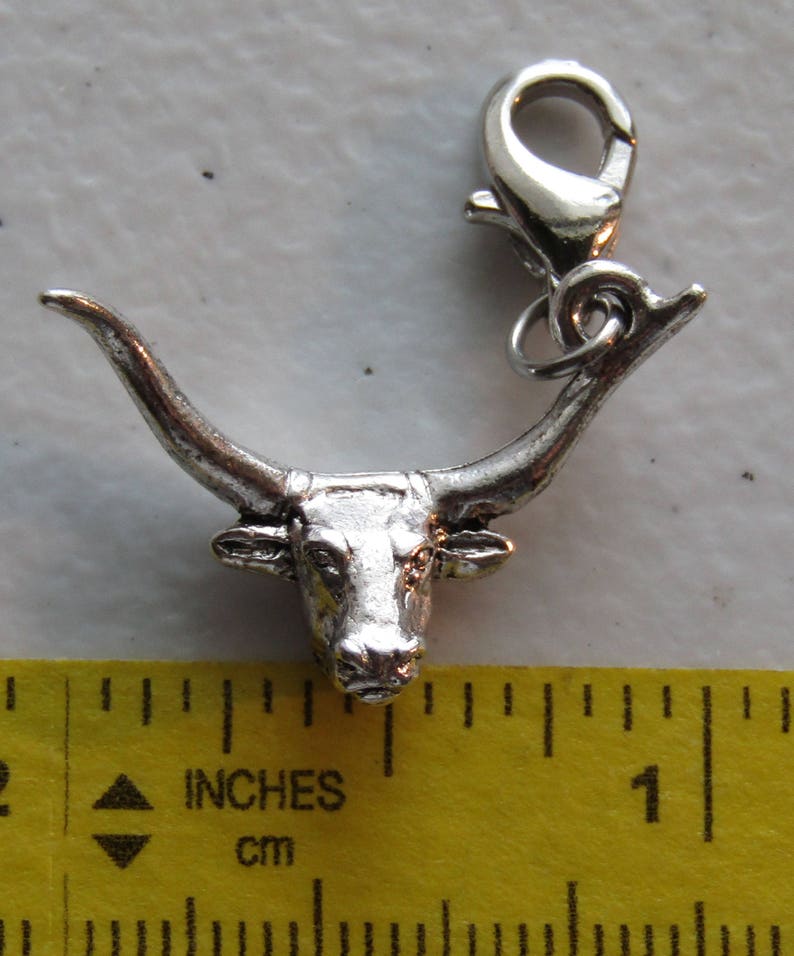 Texas Longhorn Charm Texas Charm University of Texas Charm UT Charm Sterling Silver Plated Pewter image 4