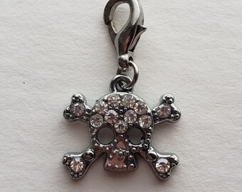 Skull & Crossbones Charm | Rhinestone Pirate Charm | Gift for Pirate | Gift for Sailor