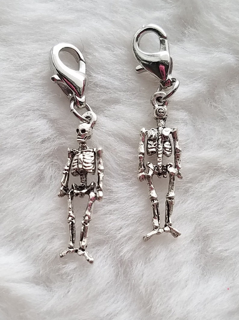 Human Skeleton Charm Bone Charm Halloween Charm Cadaver Charm Doctor Gift Radiologist Gift Sterling Silver Plated Pewter image 2