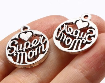 Super Mom Charm | Best Mom Charm | Mom Jewelry | Mother's Day Gift from Daughter | Gift from Son