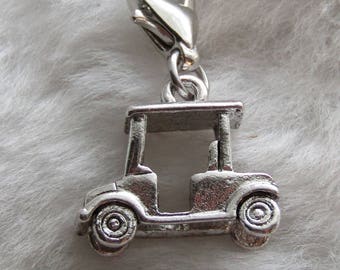 Golf Cart Charm | Golf Jewelry | Ladies Golf Charm | Sterling Silver Plated Pewter | Golf Team Gift