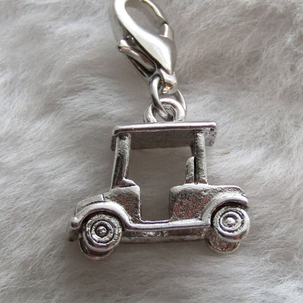 Golf Cart Charm | Golf Jewelry | Ladies Golf Charm | Sterling Silver Plated Pewter | Golf Team Gift