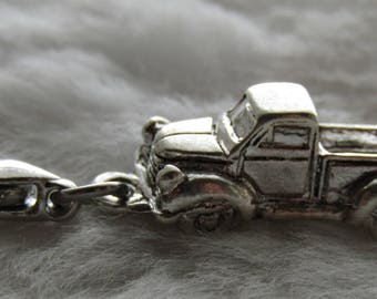 Vintage Pickup Truck Charm | Sterling Silver Plated Pewter | Gift for Truck Owner | Truck Owner Gift | Retro Truck