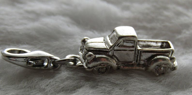 Vintage Pickup Truck Charm Sterling Silver Plated Pewter Gift for Truck Owner Truck Owner Gift Retro Truck image 1