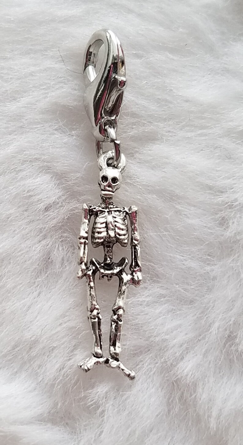 Human Skeleton Charm Bone Charm Halloween Charm Cadaver Charm Doctor Gift Radiologist Gift Sterling Silver Plated Pewter image 1