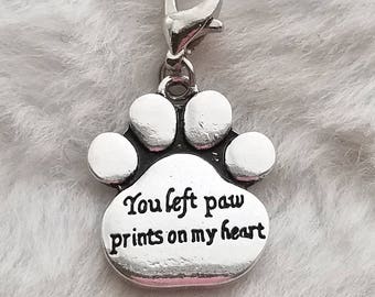 Pet Memorial Pendant | You Left Paw Prints on my Heart | Charm for Bracelet