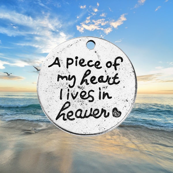 A Piece of My Heart Lives In Heaven | Memorial Pendant | Deceased Loved One | Grief Jewelry
