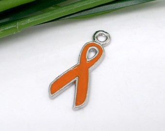 BULK Orange Ribbon Charms | Orange Awareness Ribbon | Ribbon Charms | Pack of 20 Charms