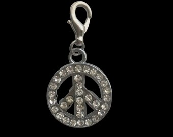 Petite Peace Rhinestone Charm - Clip-On - Ready to Wear