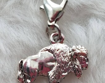 Buffalo Charm | Sterling Silver Plated Pewter | Gift for Buffalo Fan | Western Jewelry | Silver Charm