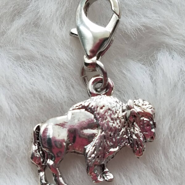 Buffalo Charm | Sterling Silver Plated Pewter | Gift for Buffalo Fan | Western Jewelry | Silver Charm