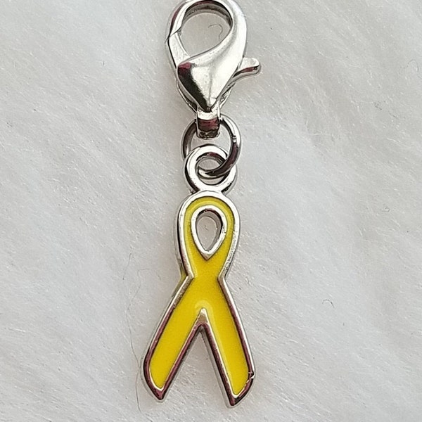 Yellow Awareness Ribbon Charm | Gold Awareness Ribbon Charm | Military Support Ribbon | Yellow Ribbon Charm