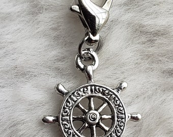 Ship's Wheel Charm | Sailboat Charm | Boating Charm | Sterling Silver Plated Pewter