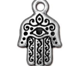 TierraCast Charm | Hamsa Charm | Hamsa Pendant | Hamsa Jewelry | Evil Eye Charm