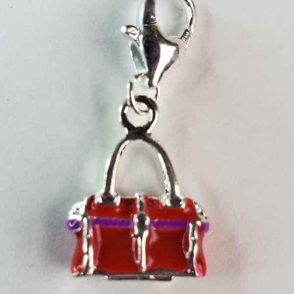 Red Purple Purse Charm | Purse Charm | Purse Jewelry | Fashion Accessory Charm | Clutch Purse Charm