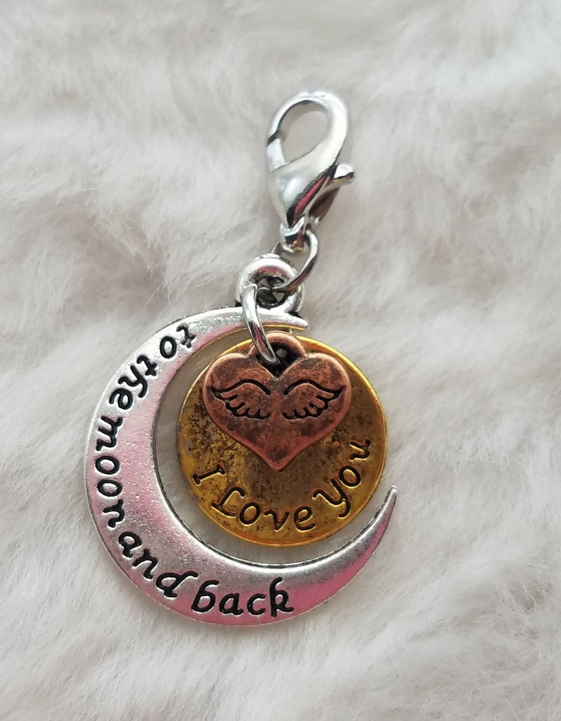 Love you to the moon and back charms Clearance