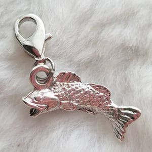 Wide-Mouth Bass Charm Fish Charm Sterling Silver Plated Pewter Freshwater Fish Charm image 1