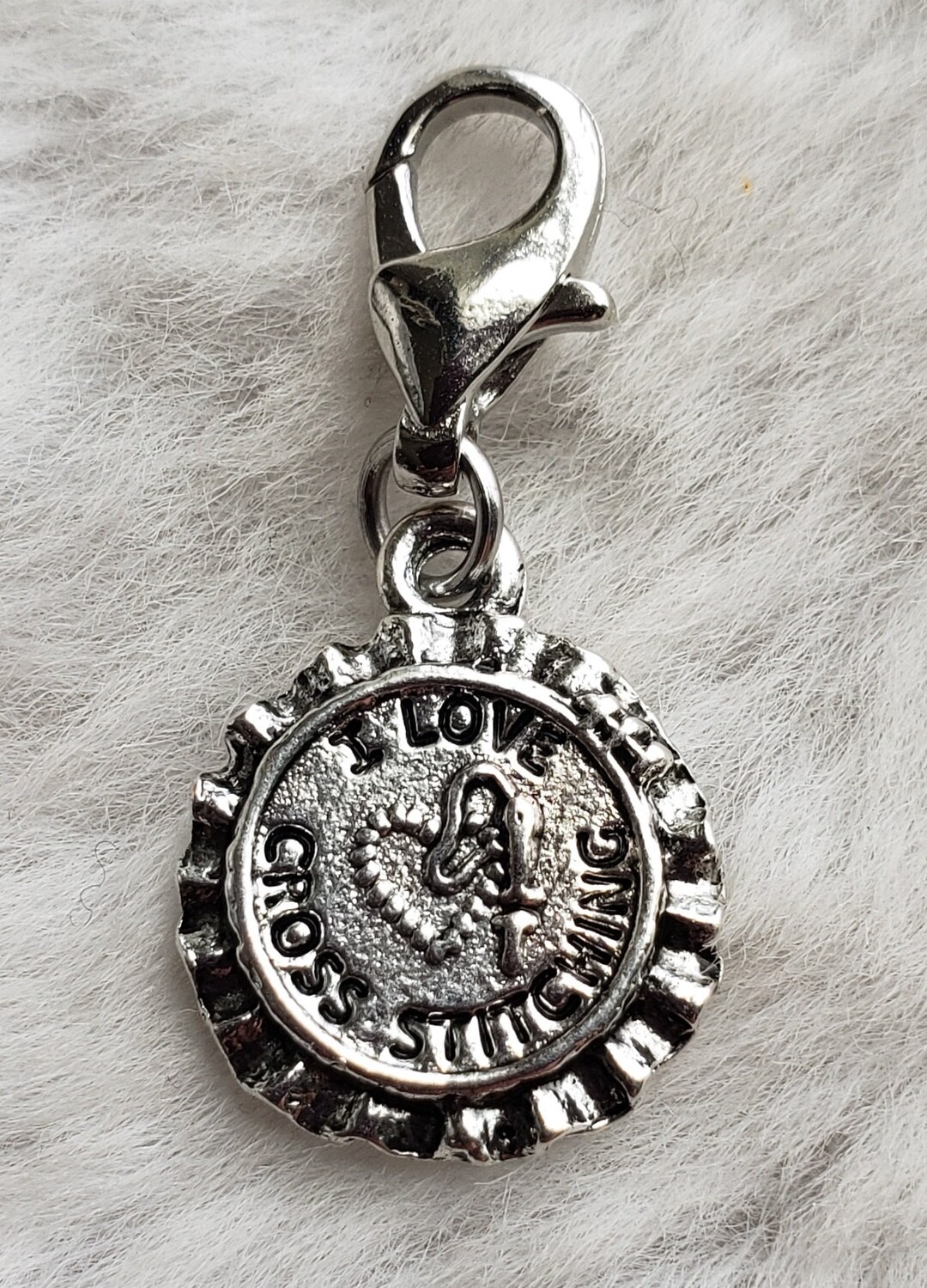 I Love Cross Stitching Charm Cross Stitch Charm Needlework Etsy