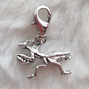 Praying Mantis Charm | Praying Mantis Jewelry | Insect Jewelry | Entomologist Gift | Sterling Silver Plated Pewter